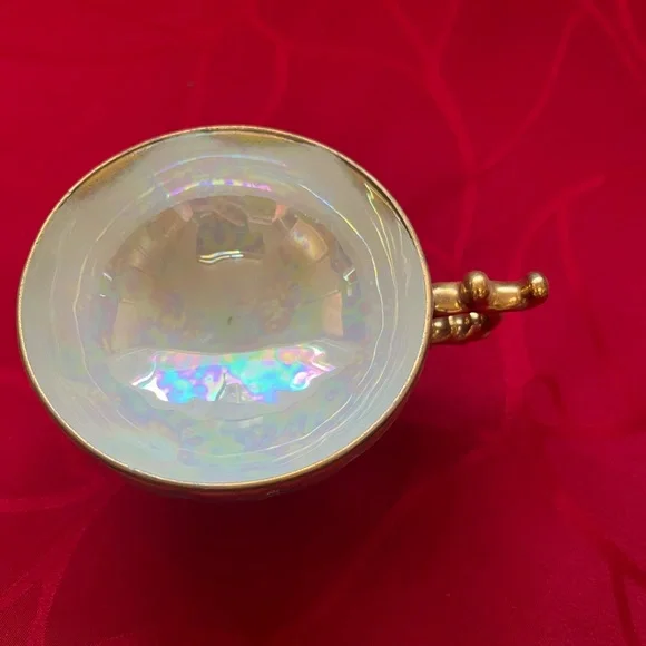 Iridescent Blue and Gold Teacup and Saucer Set - Picture 4 of 7